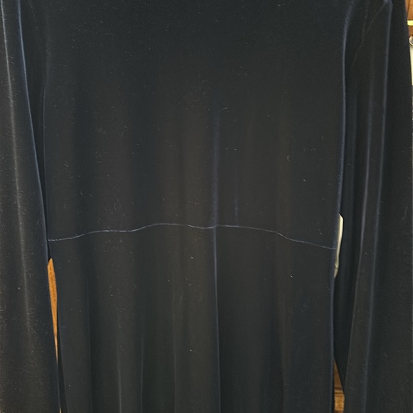 Ladies Navy Blue Velvet Look & Feel Dress - Picture 3 of 13